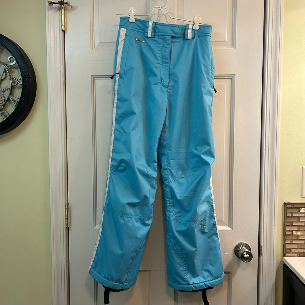 Spyder Snow Ski Snowboard Pants Youth 16 Light Blue White Adjustable Waist